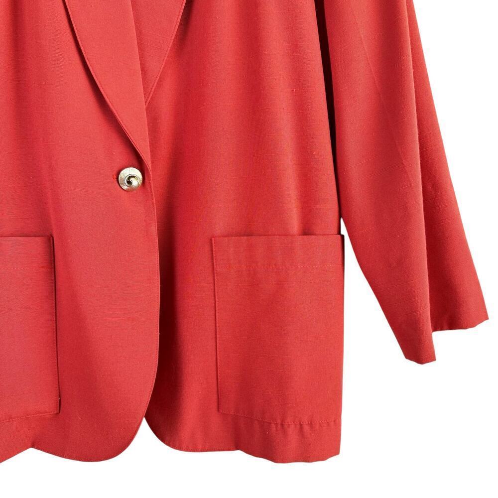 Vintage 80s Requirements Long Blazer Burnt Orange Ornate Gold Button Front Sz 12 - Picture 4 of 10
